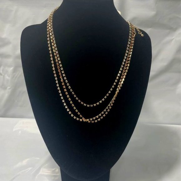 Multi-Row Rhinestone 3pc. Statement Necklace (White/Brown/Blue)-A New Day1959947 - Picture 1 of 6